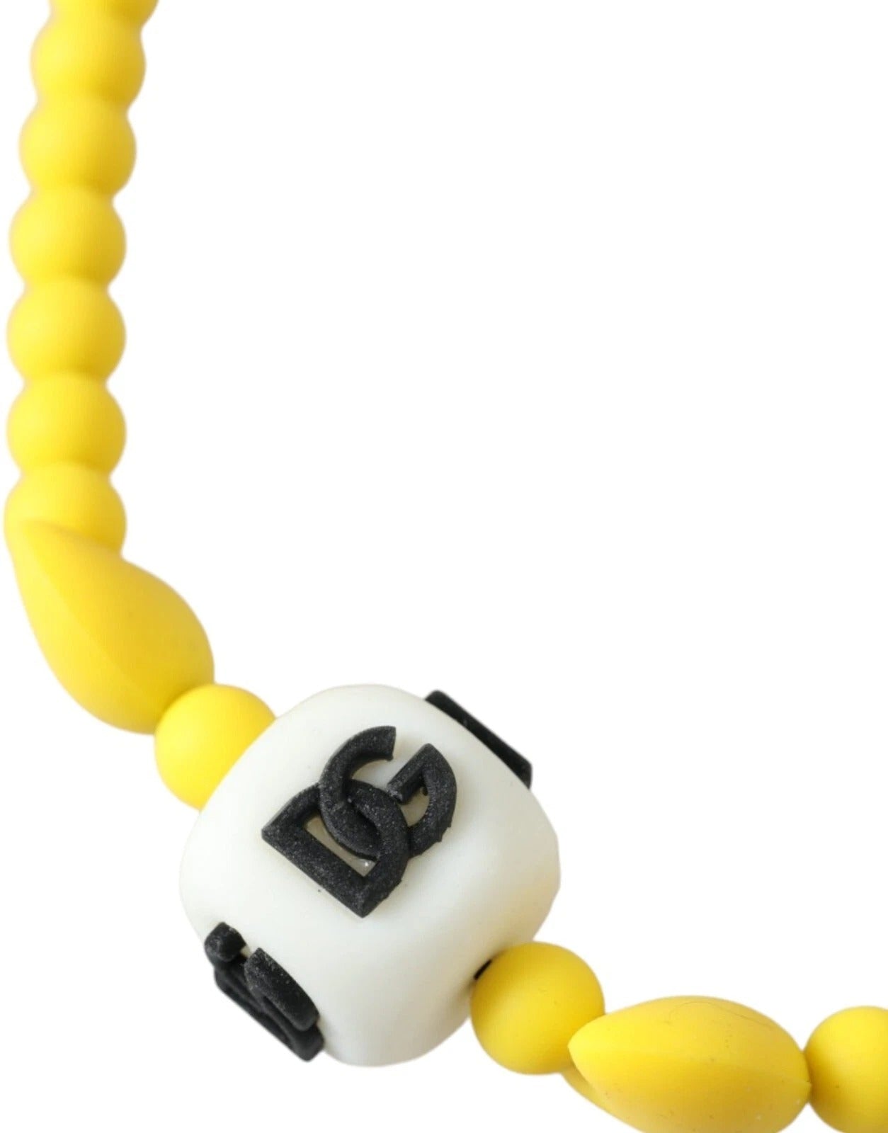 Dolce & Gabbana Yellow Beaded Chain DG Logo Charm Accessory Necklace