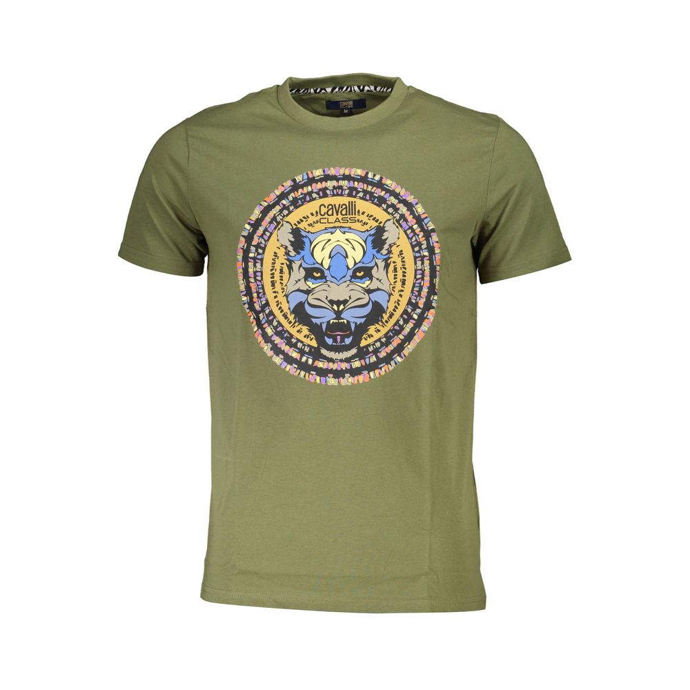 Cavalli Class Green Cotton T-Shirt
