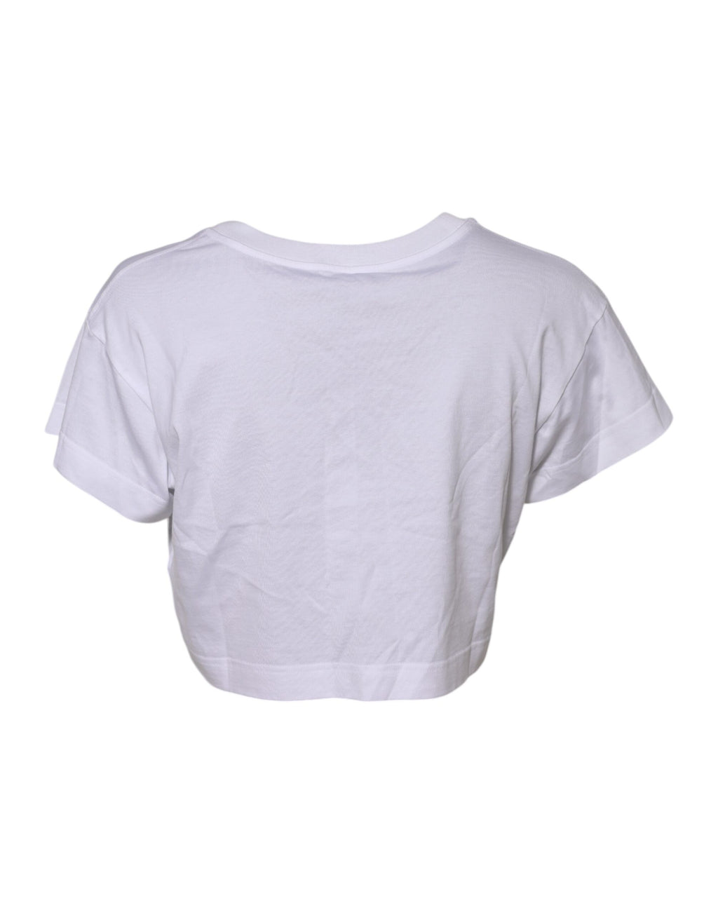 Dolce & Gabbana White Floral Lace DG Detailing Cropped T-shirt