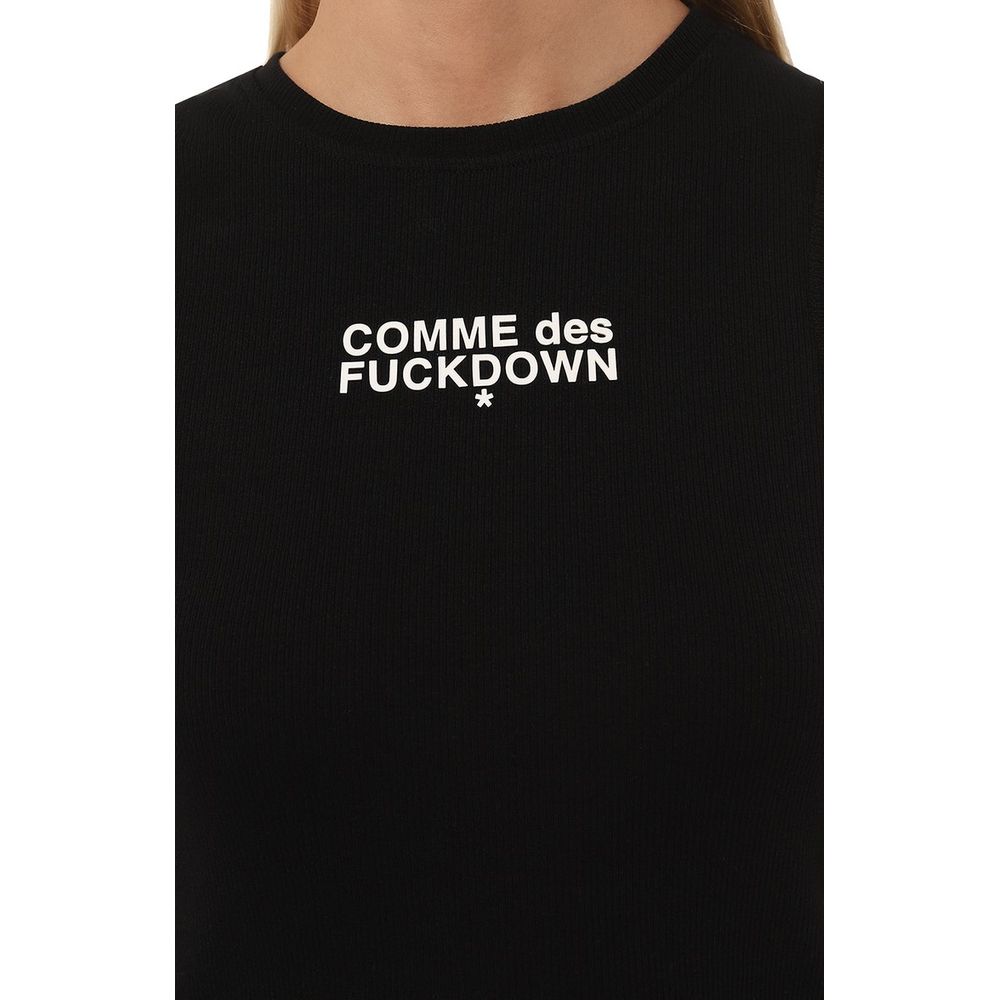 Comme Des Fuckdown Black Cotton Tops & T-Shirt