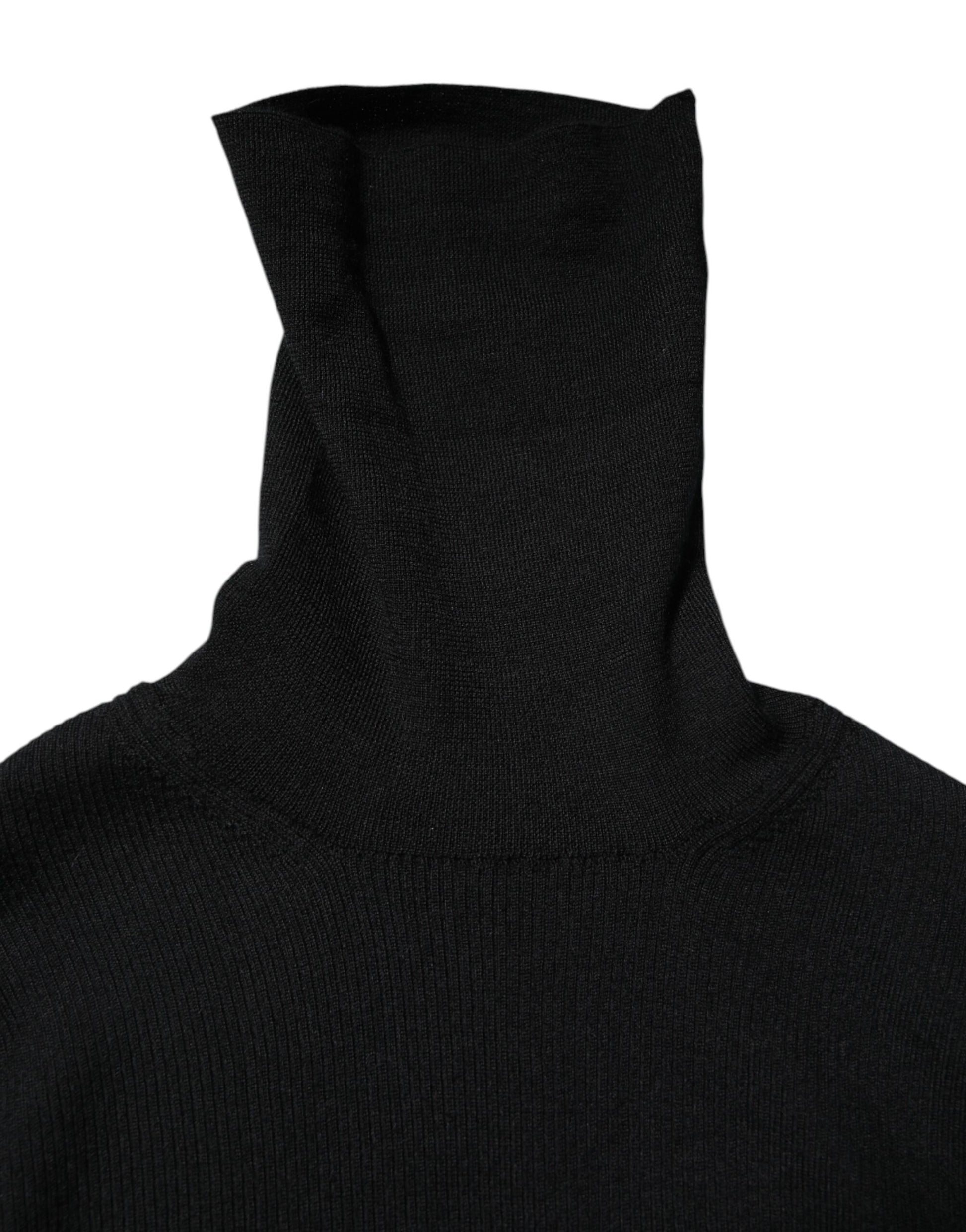 Dolce & Gabbana Black Long Sleeves Turtle Neck Mini Dress