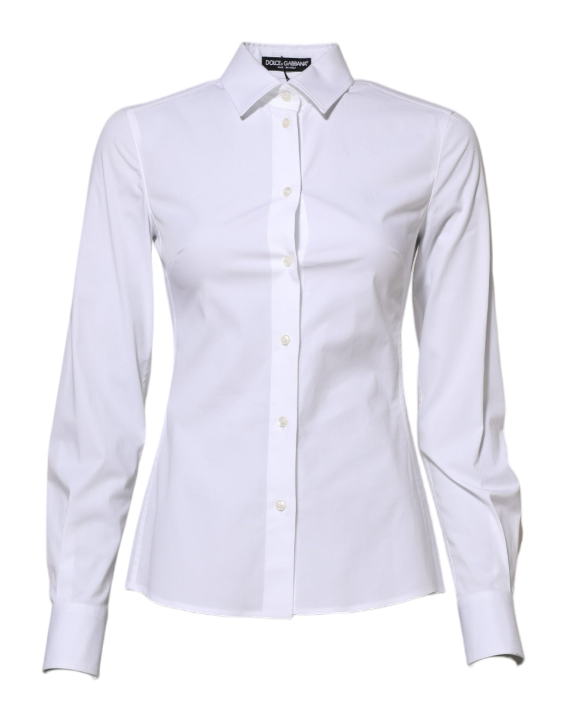 Dolce & Gabbana White Cotton Long Sleeves Collared Shirt Top