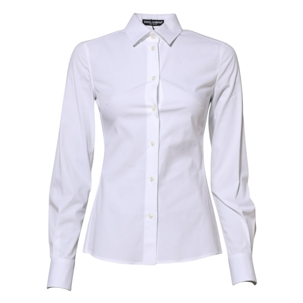 Dolce & Gabbana White Cotton Long Sleeves Collared Shirt Top