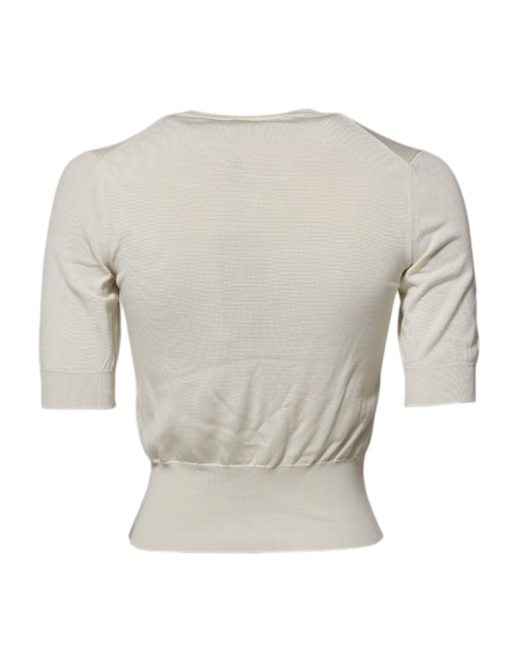 Dolce & Gabbana White Silk Short Sleeves Blouse Pullover Top