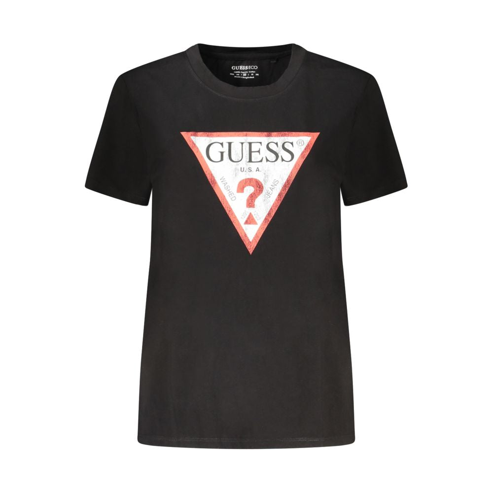 Guess Jeans Black Cotton Tops & T-Shirt