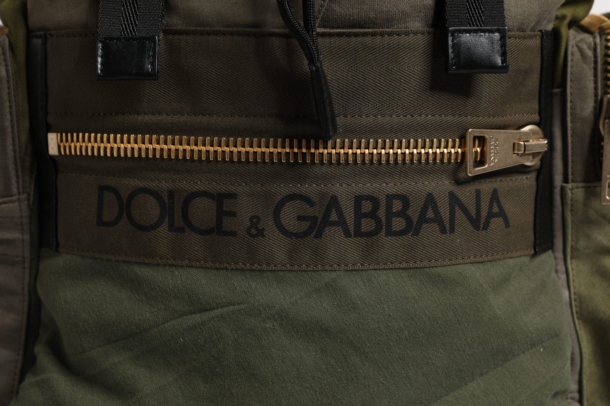 Dolce & Gabbana Military Green Patchwork Rucksack Backpack Bag