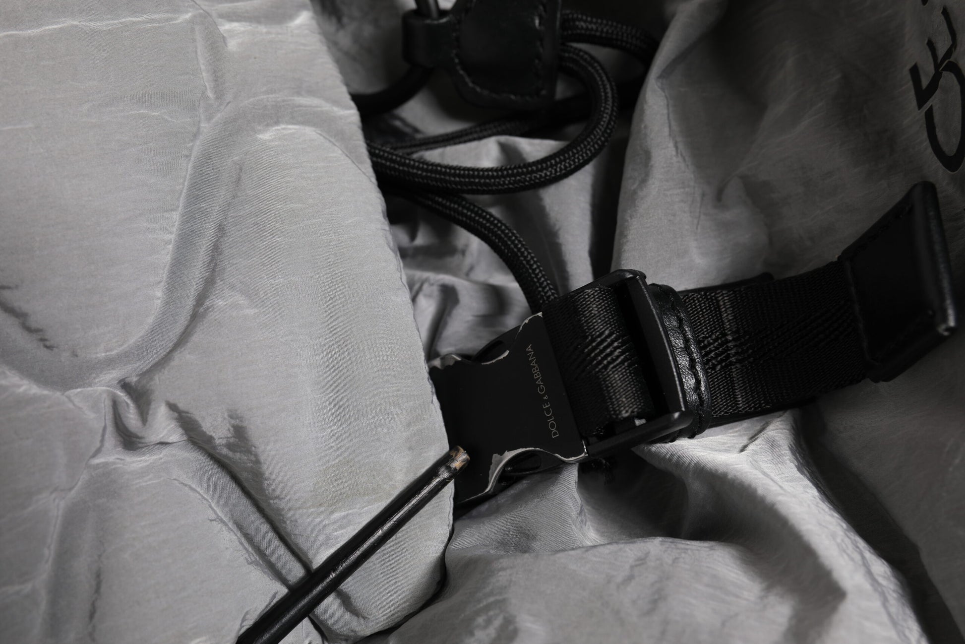 Dolce & Gabbana Gray Milano Print Drawstring Travel Backpack Bag