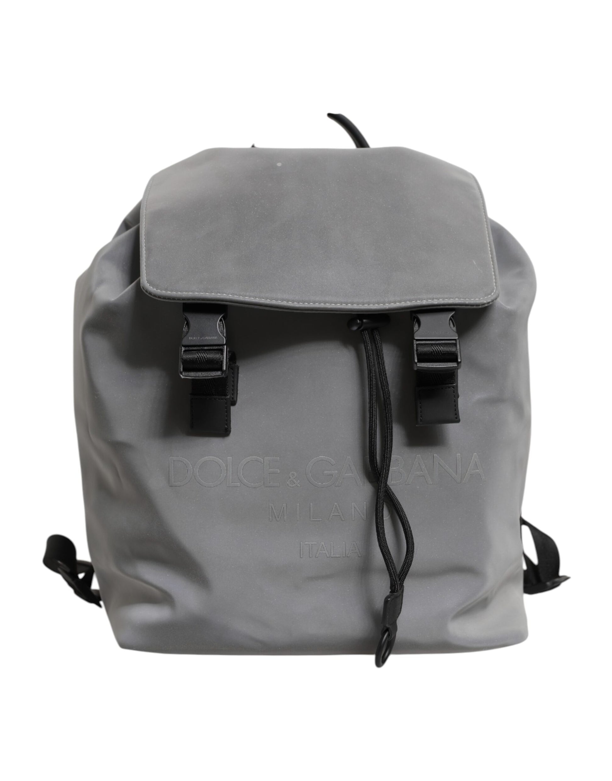 Dolce & Gabbana Gray Palermo Reflector Buckles Drawstring Backpack Bag