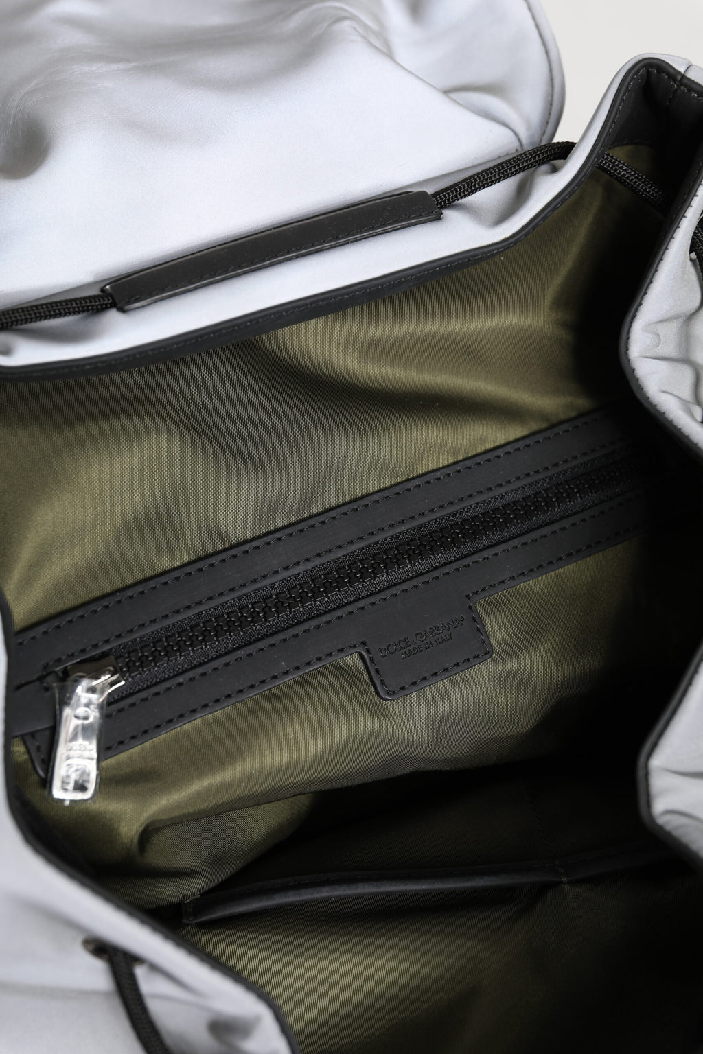 Dolce & Gabbana Gray Palermo Reflector Buckles Drawstring Backpack Bag