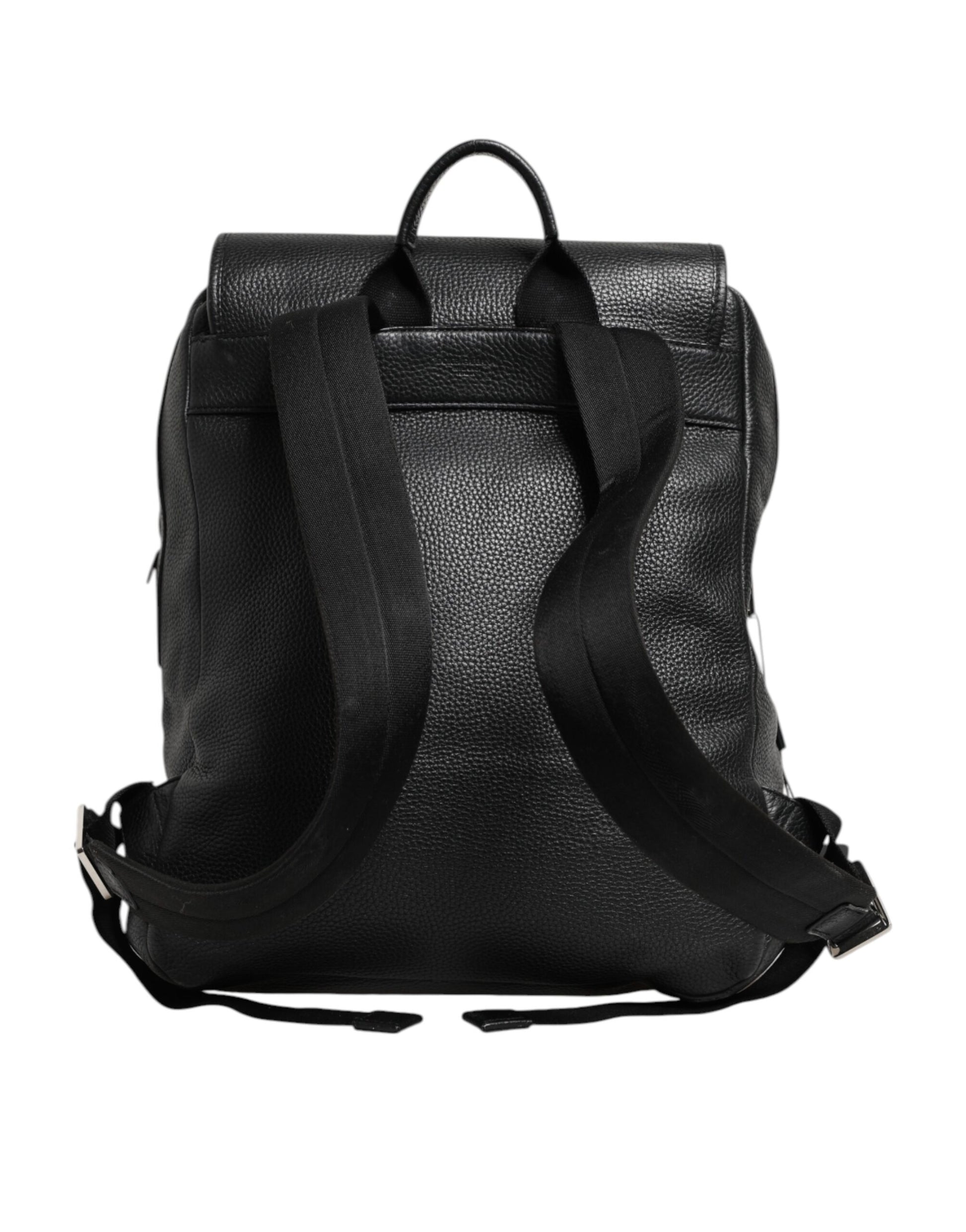 Dolce & Gabbana Black Palermo Backpack Hammered Calfskin Leather Bag