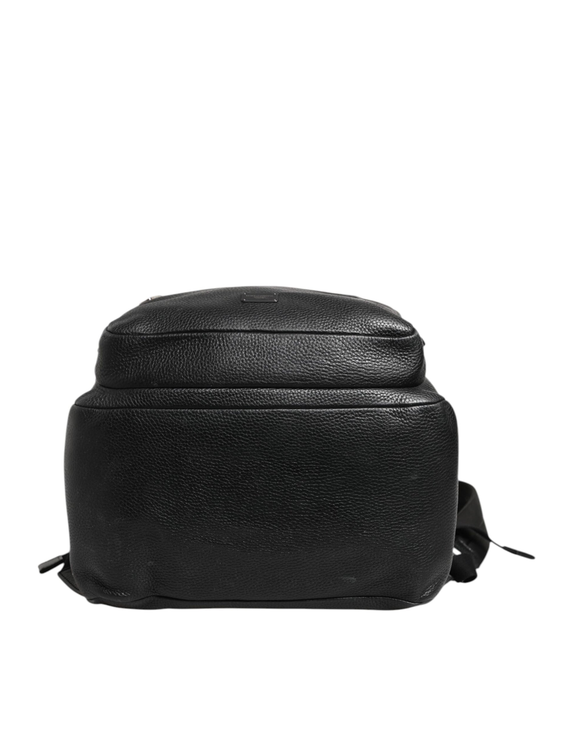 Dolce & Gabbana Black Palermo Backpack Hammered Calfskin Leather Bag