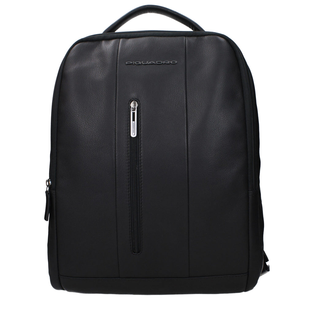 Piquadro Black Leather Backpacks