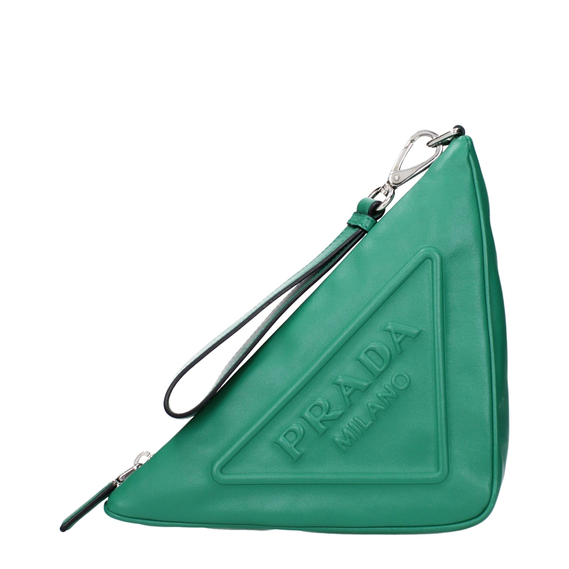 Prada Green Leather Clutch Bags
