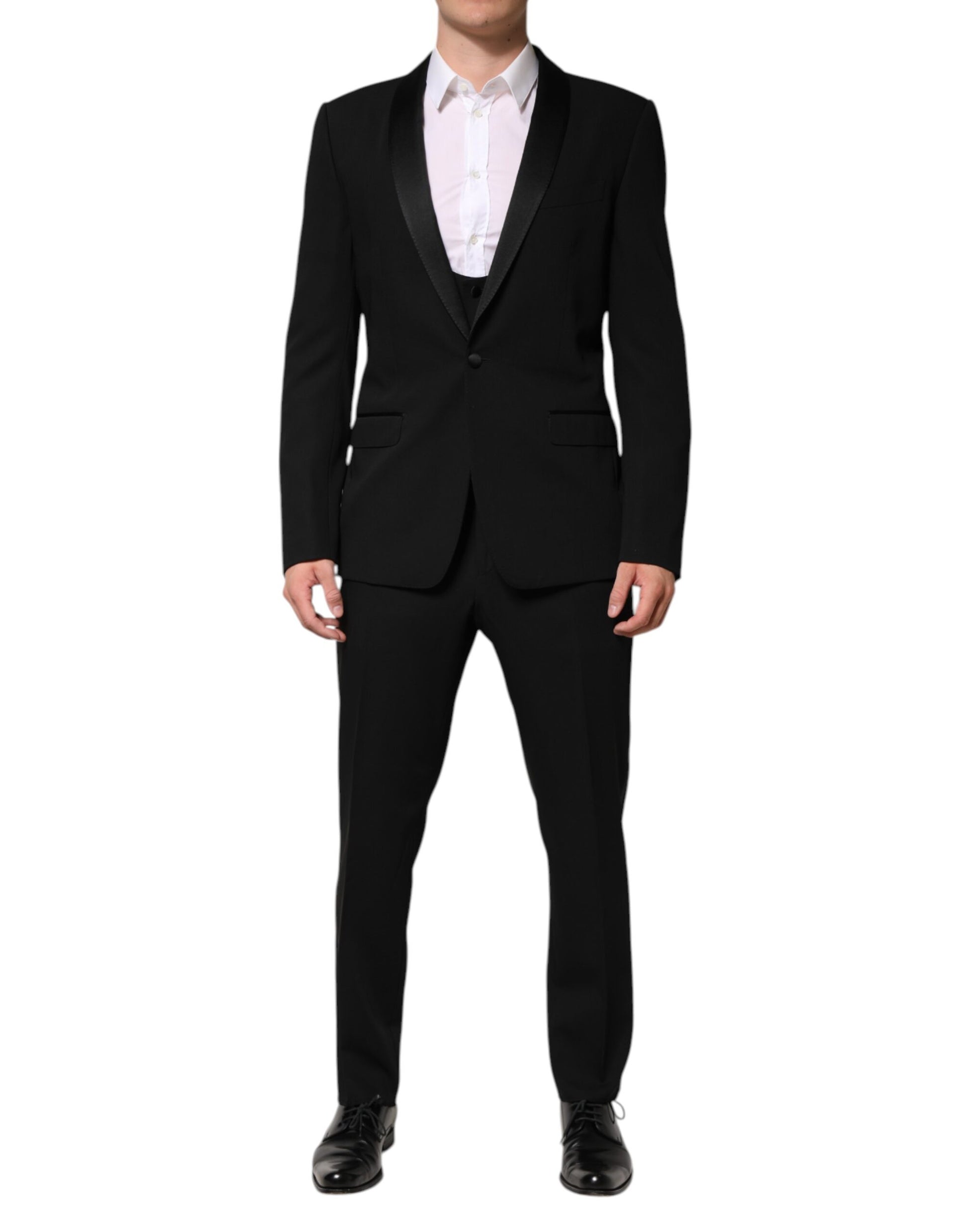Dolce & Gabbana Black Wool 3 Piece Single Breasted Suit