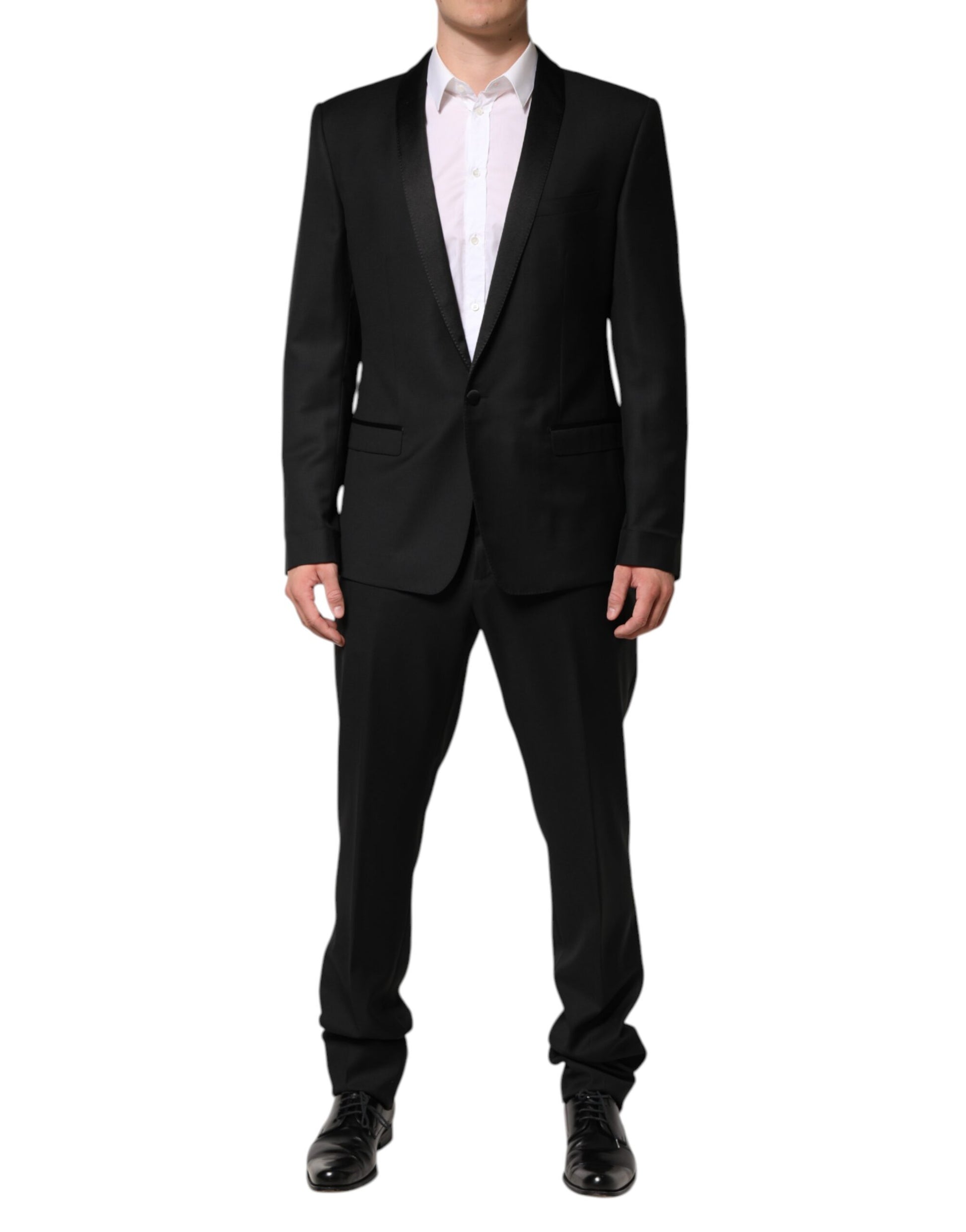 Dolce & Gabbana Black Wool Men Single Breasted 2 Piece Suit