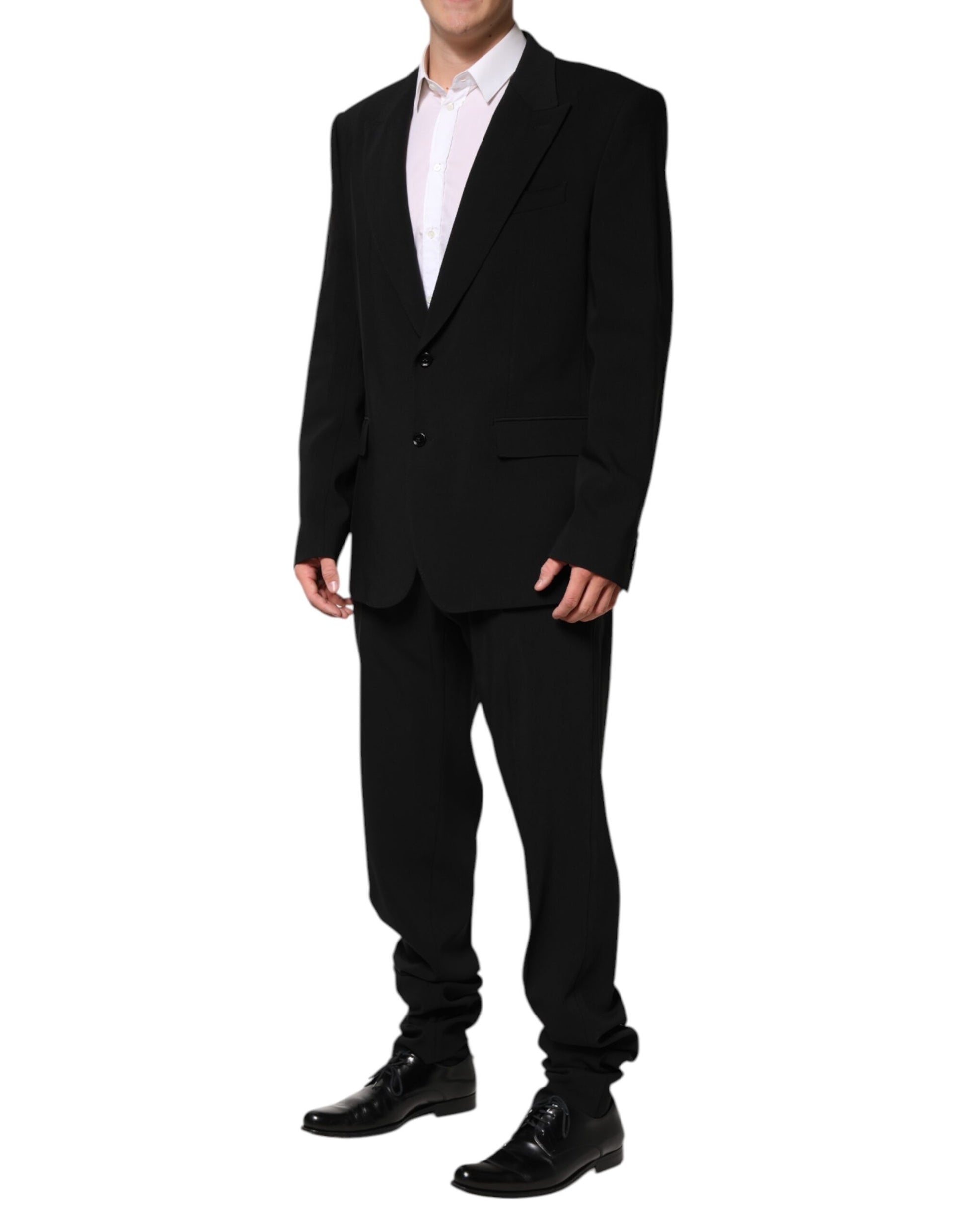 Dolce & Gabbana Black Cotton Single Breasted 2 Piece Suit