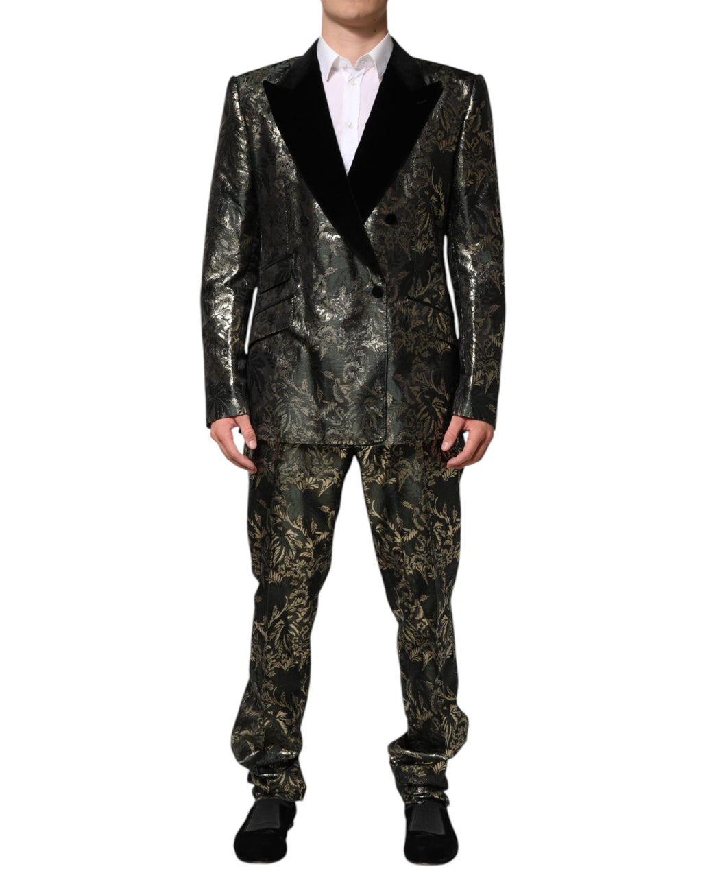 Dolce & Gabbana Metallic Floral Jacquard Silk 2 Piece Suit