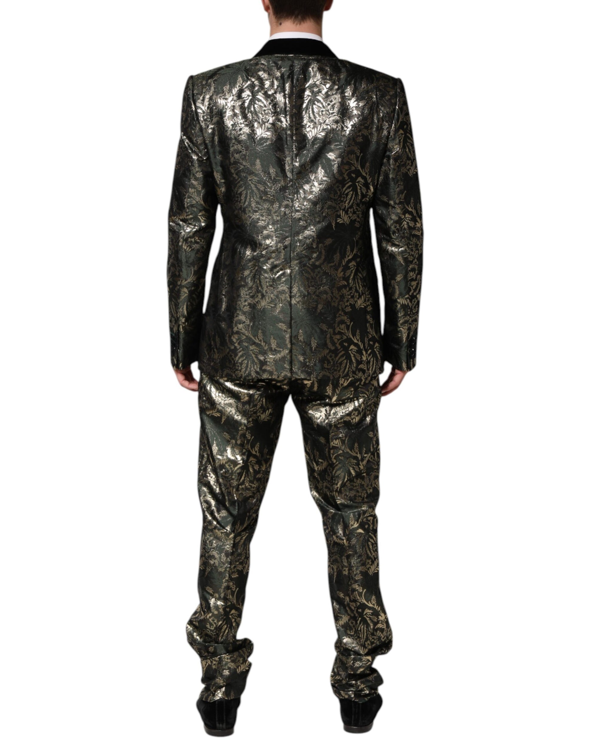 Dolce & Gabbana Metallic Floral Jacquard Silk 2 Piece Suit