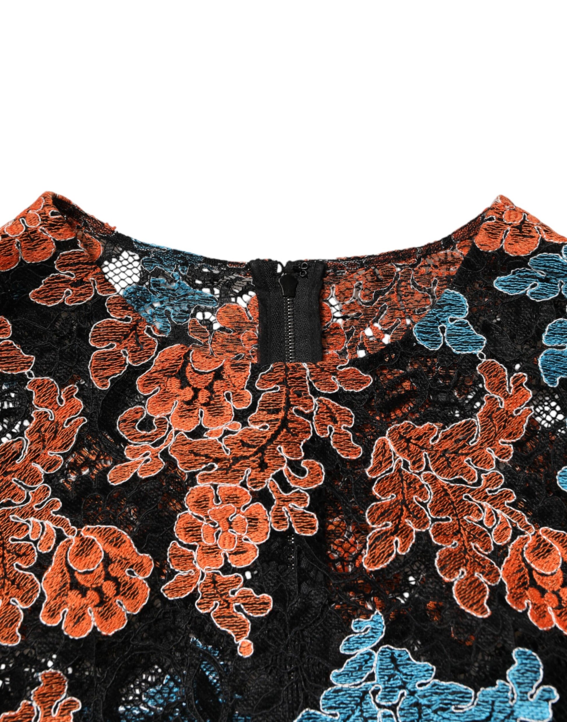 Dolce & Gabbana Multicolor Floral Embroidery Shift Mini Dress