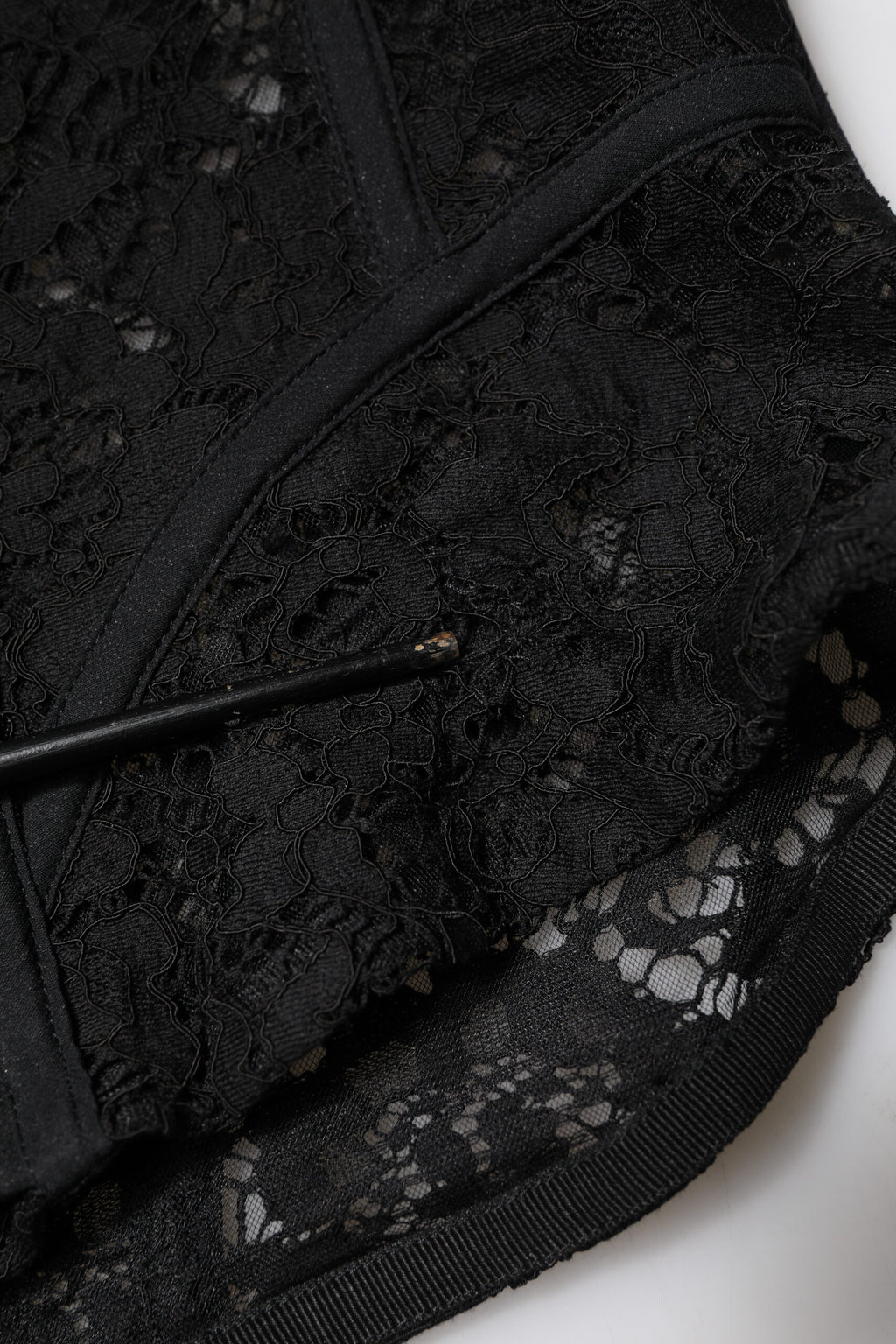 Dolce & Gabbana Black Strapless Floral Lace Bustier Cropped Top