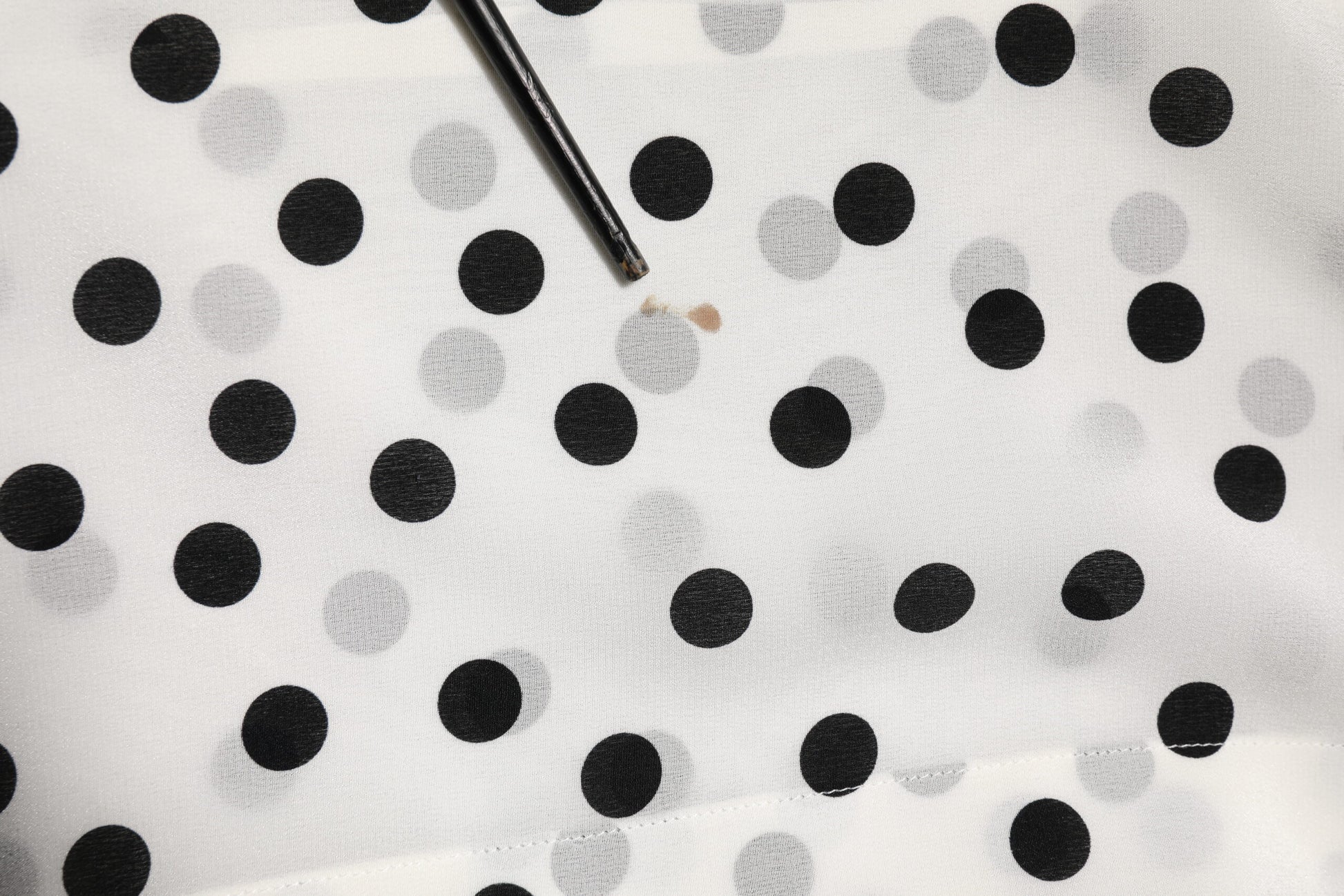 Dolce & Gabbana White Black Dotted Silk Long Sleeves Top