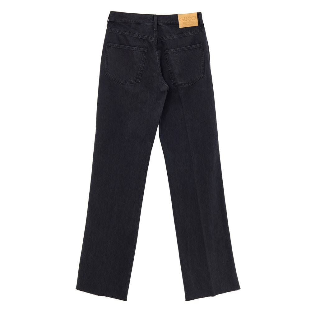 Gucci Black Cotton Relaxed Fit Jeans