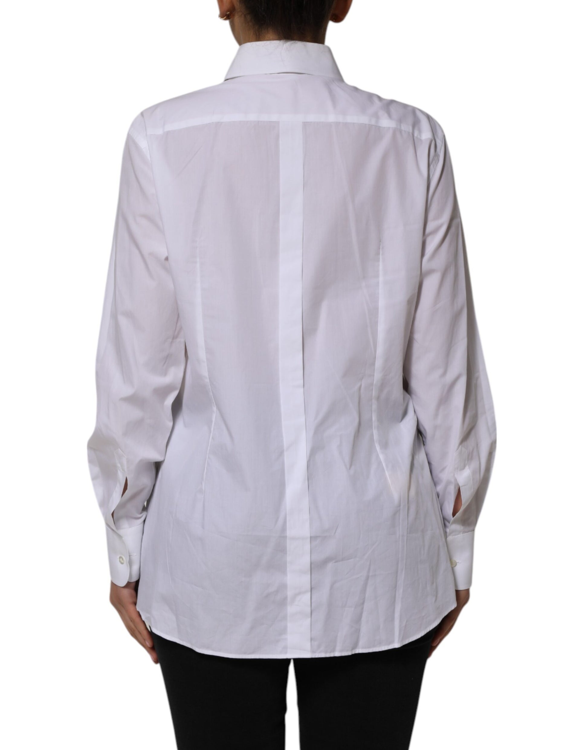 Dolce & Gabbana White Cotton Collared Long Sleeves Shirt Top