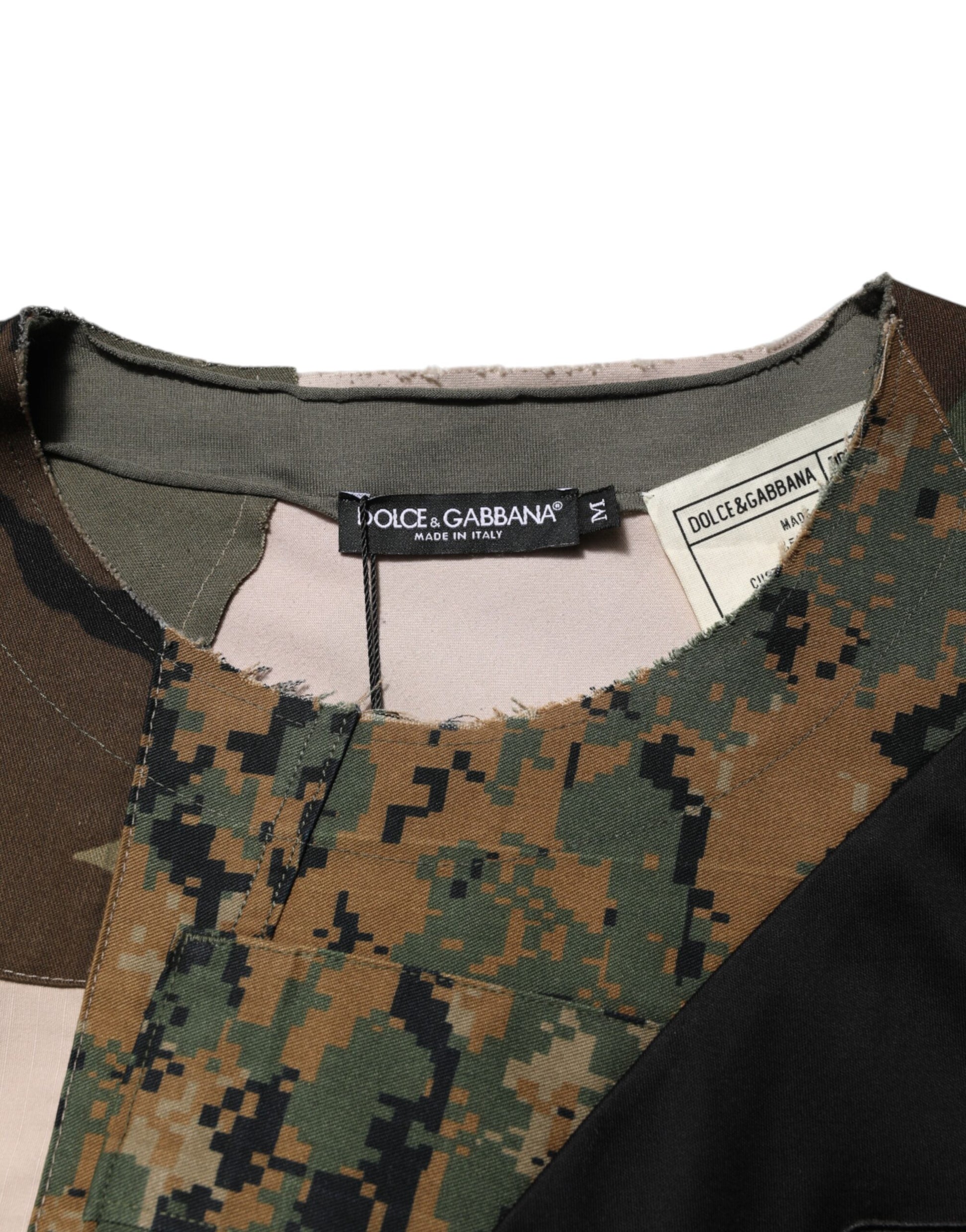 Dolce & Gabbana Multicolor Patchwork Cotton CrewNeck  T-shirt