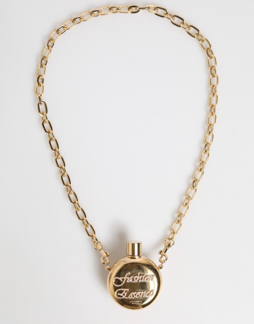 Dolce & Gabbana Gold Brass Rhinestone Devotion Charm Pendant Necklace