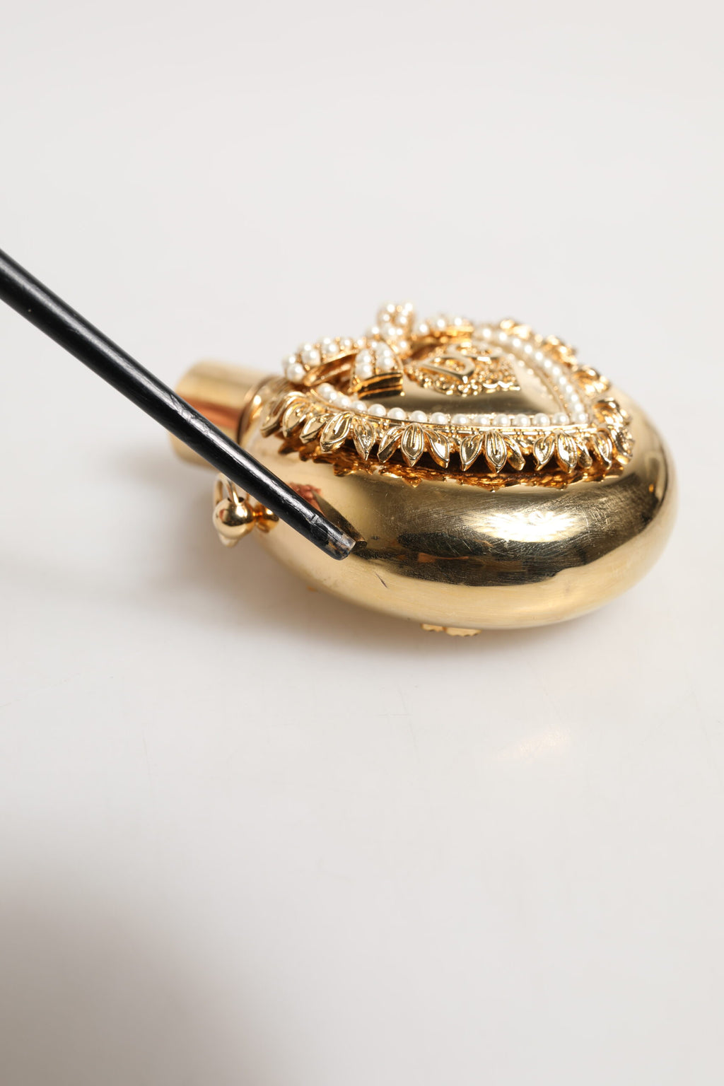 Dolce & Gabbana Gold Brass Rhinestone Devotion Charm Pendant Necklace