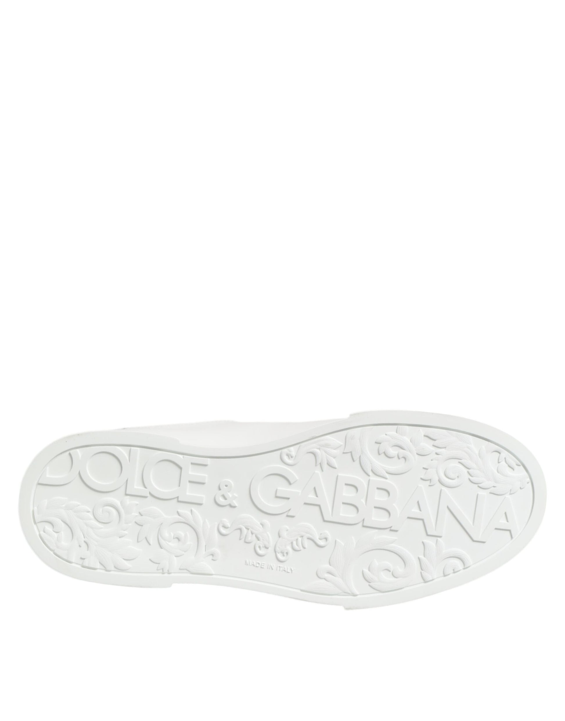 Dolce & Gabbana Black White Leather Portofino Sneaker Shoes