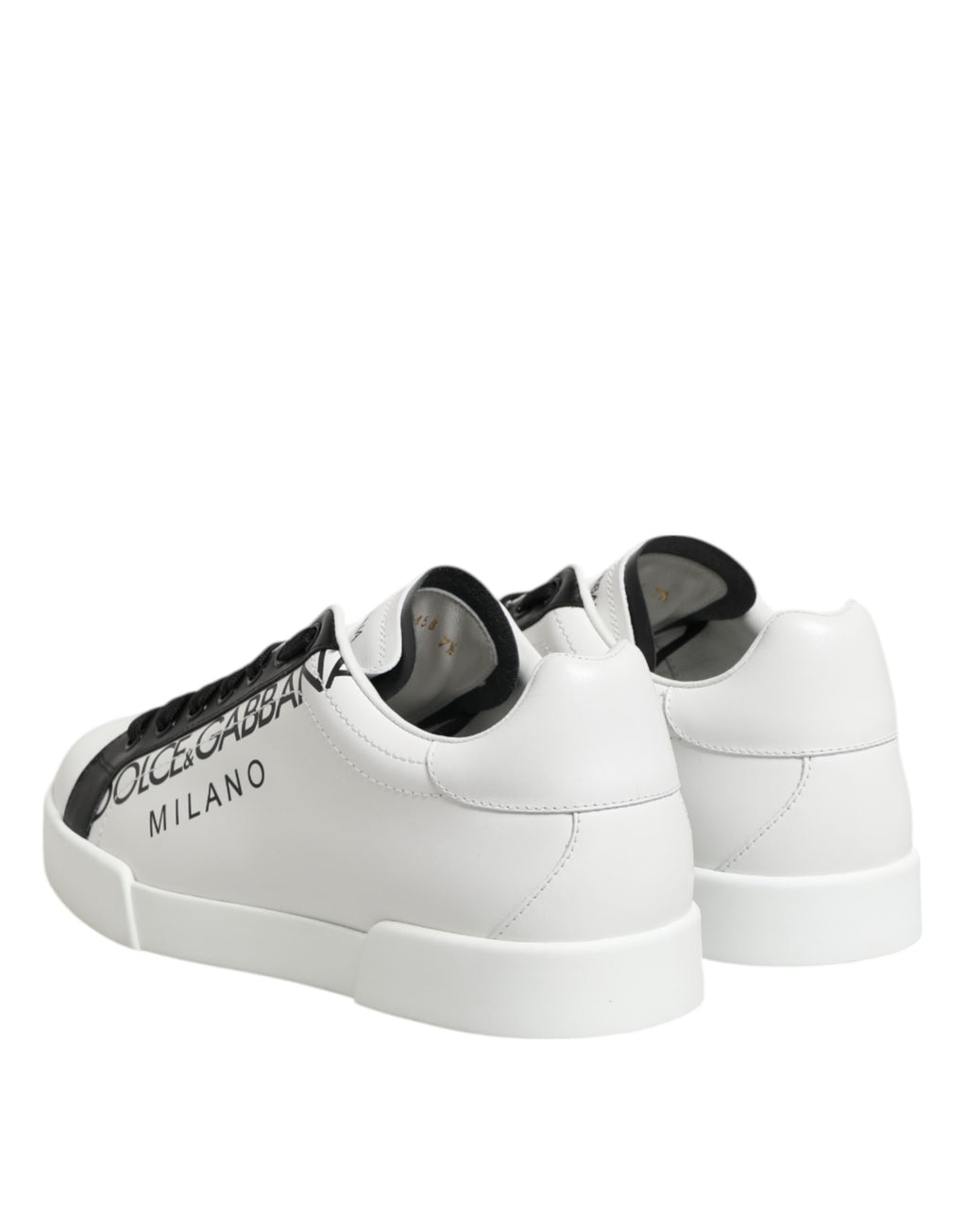 Dolce & Gabbana Black White Leather Portofino Sneaker Shoes