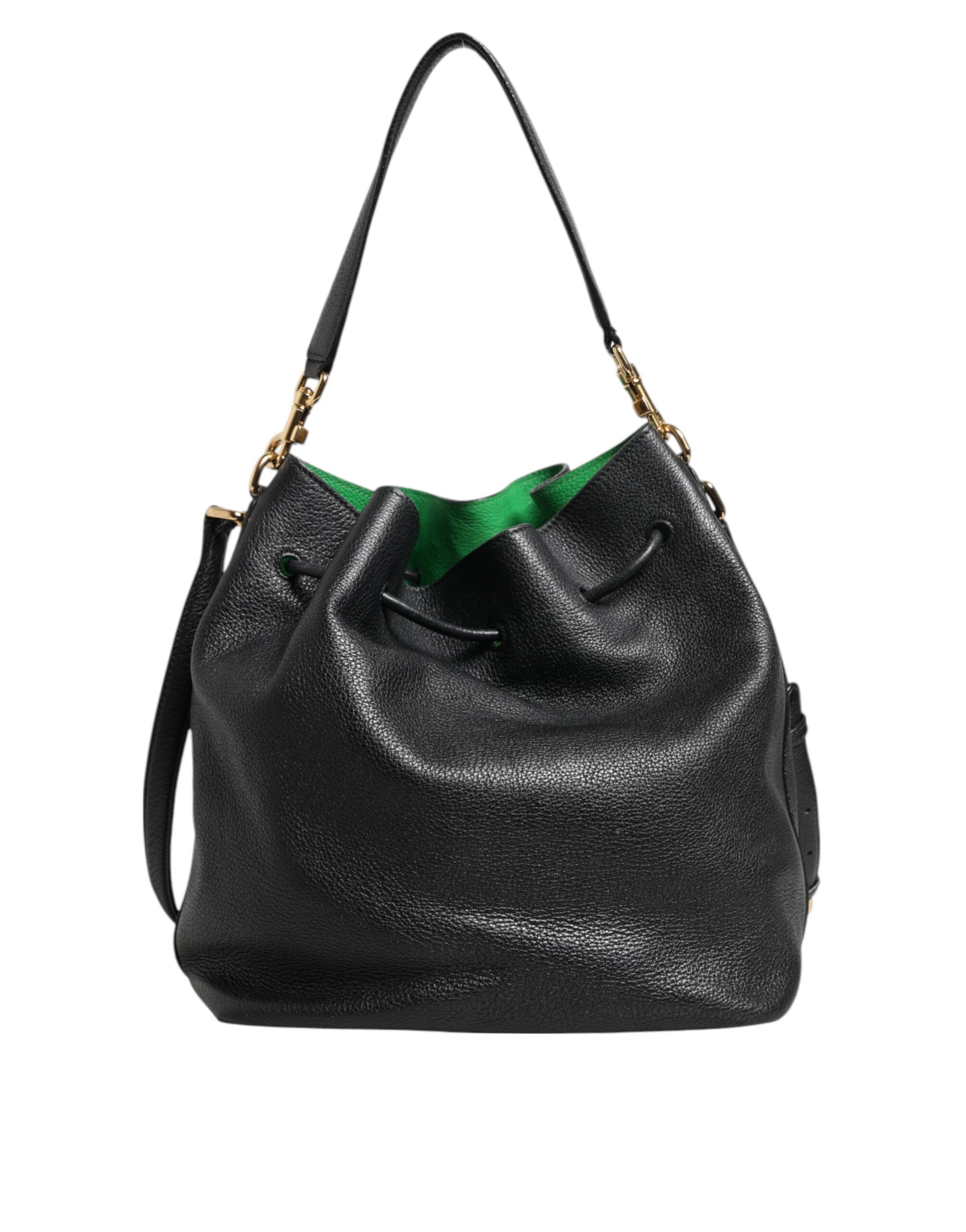 Dolce & Gabbana Black Leather Shoulder Crossbody Bucket Women Borse Bag