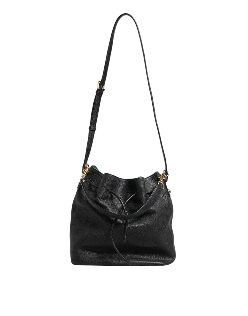 Dolce & Gabbana Black Leather Shoulder Crossbody Bucket Women Borse Bag