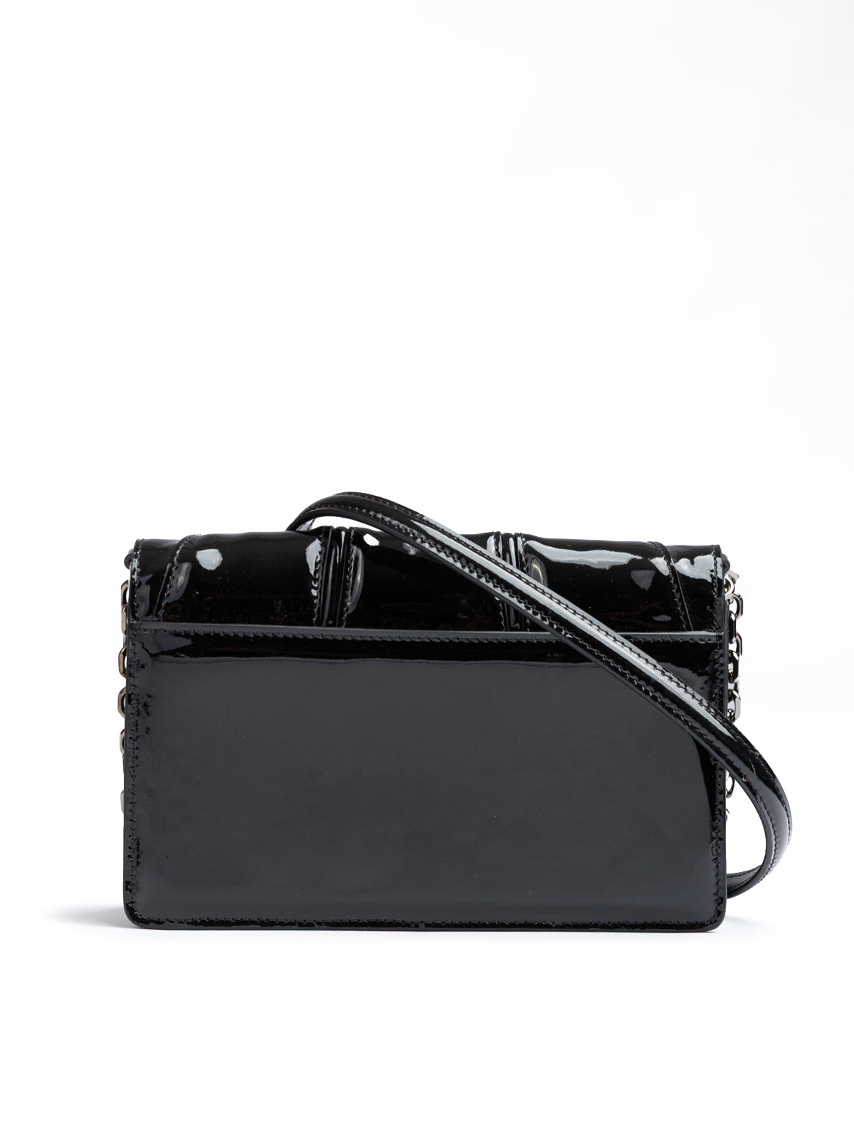 Ferrari Black GT patent leather bag with chain