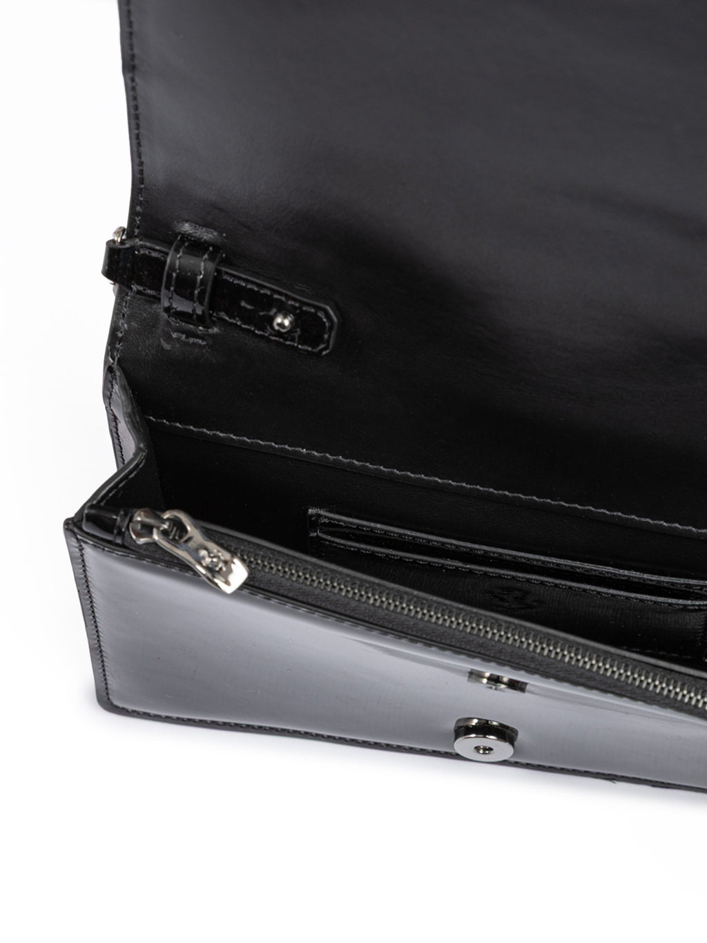 Ferrari Black GT patent leather bag with chain