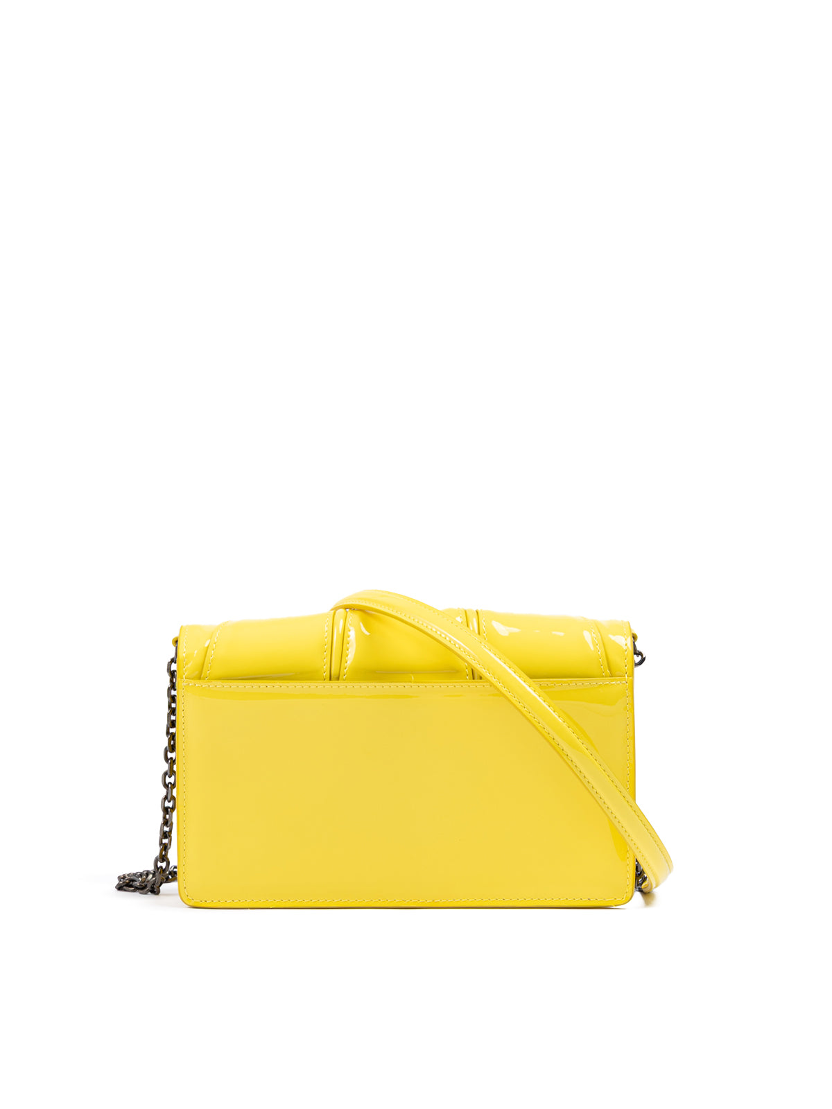Ferrari Yellow GT patent leather bag with chain