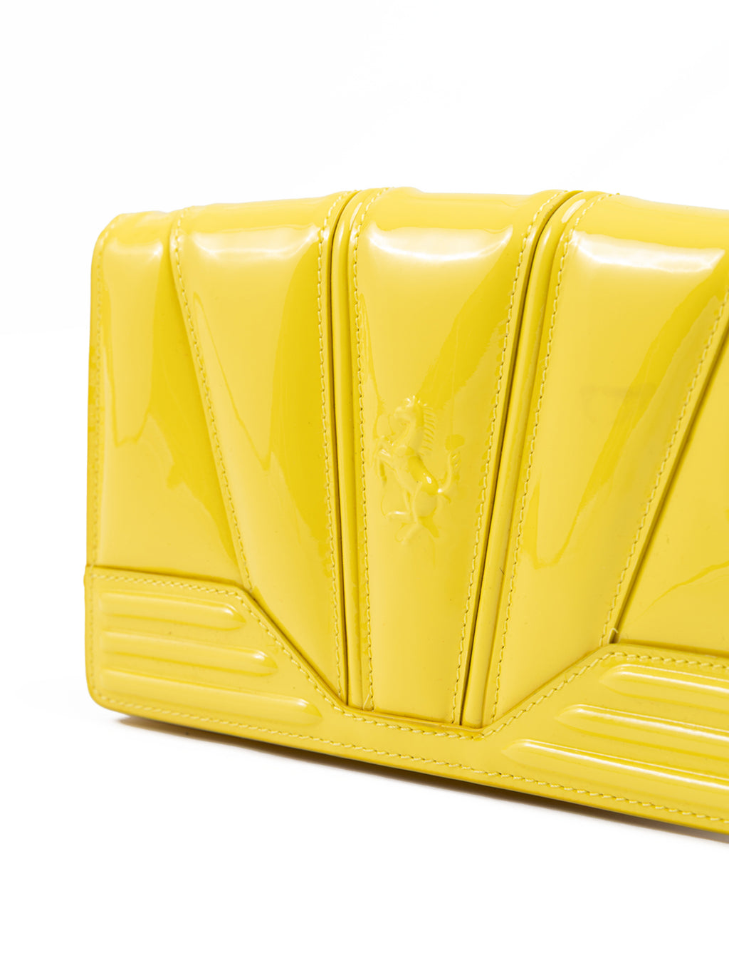 Ferrari Yellow GT patent leather bag with chain