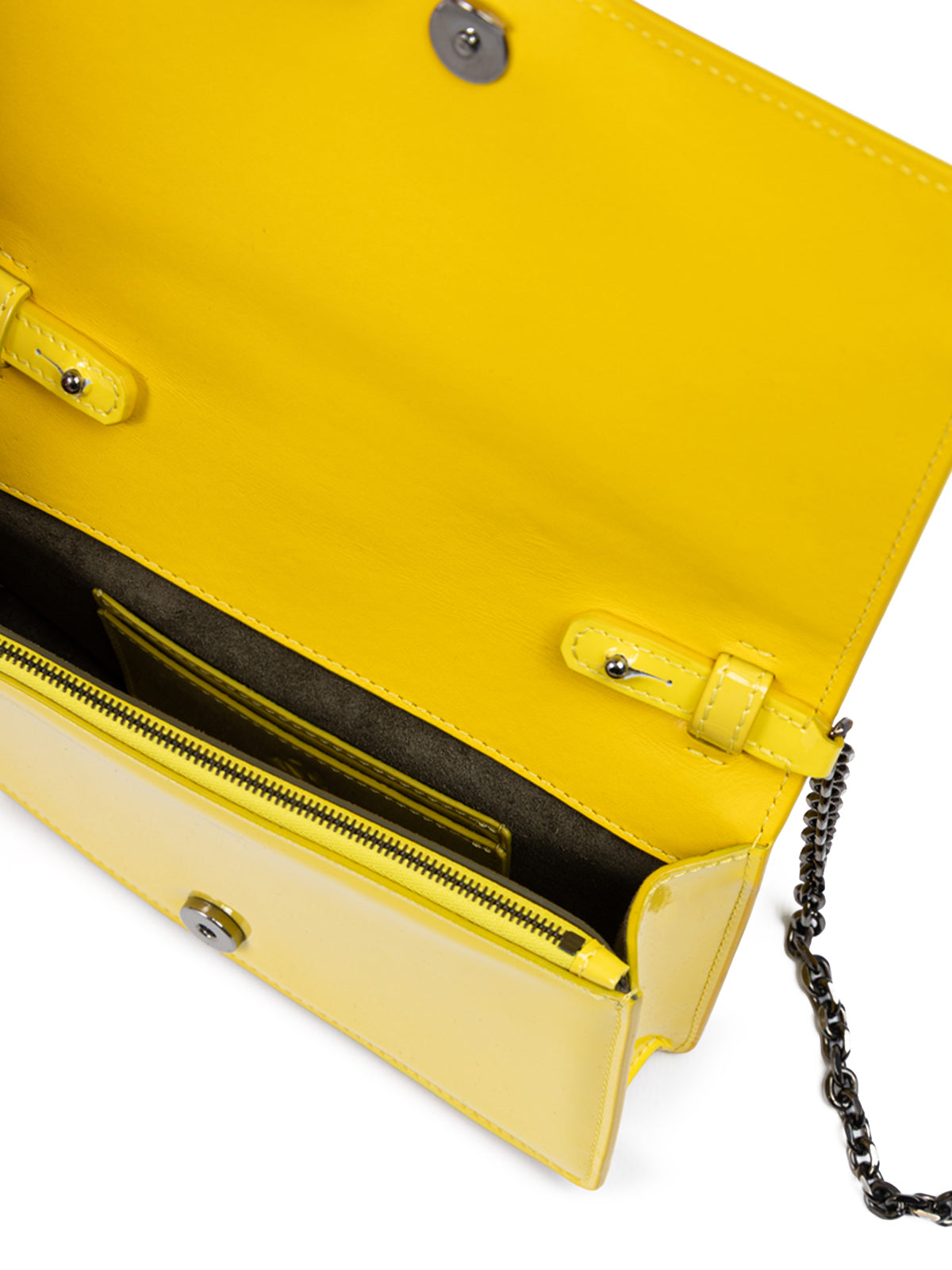Ferrari Yellow GT patent leather bag with chain