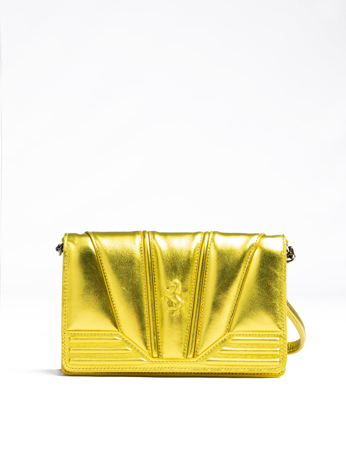 Ferrari Metal Yellow GT patent leather bag with chain