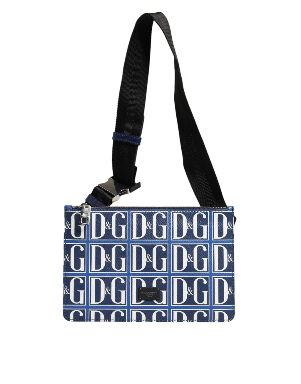 Dolce & Gabbana Blue White Leather D&G Logo Plaque Crossbody Borse Bag