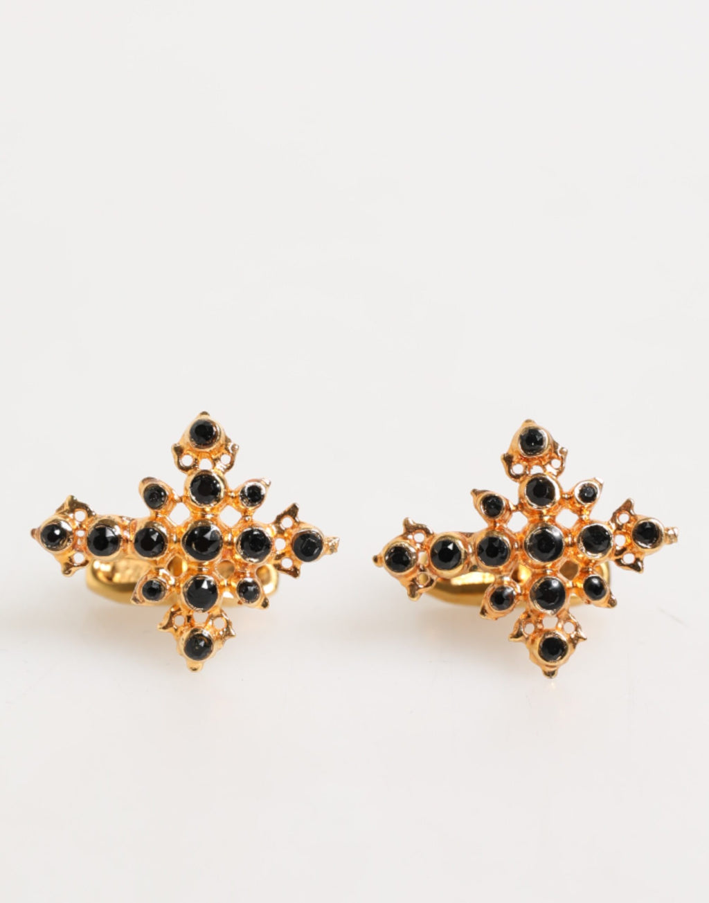 Dolce & Gabbana Gold Tone Brass Cross Crystal Men Accessory Cufflink