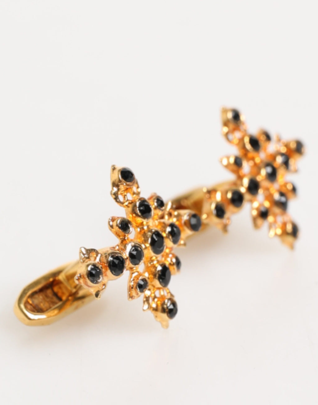 Dolce & Gabbana Gold Tone Brass Cross Crystal Men Accessory Cufflink