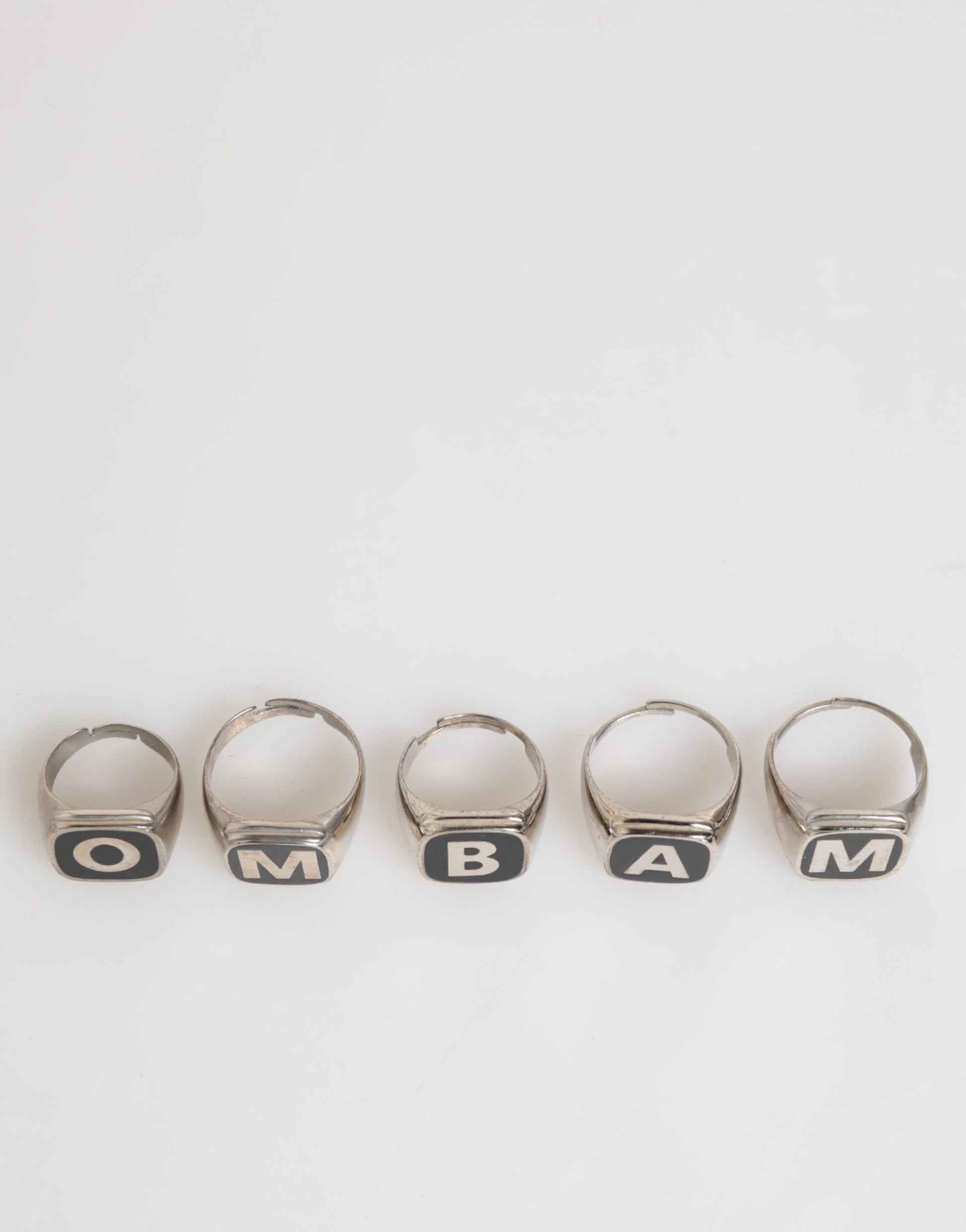 Dolce & Gabbana Silver Tone Brass Lettering Set 5 Pieces Adjustable Ring