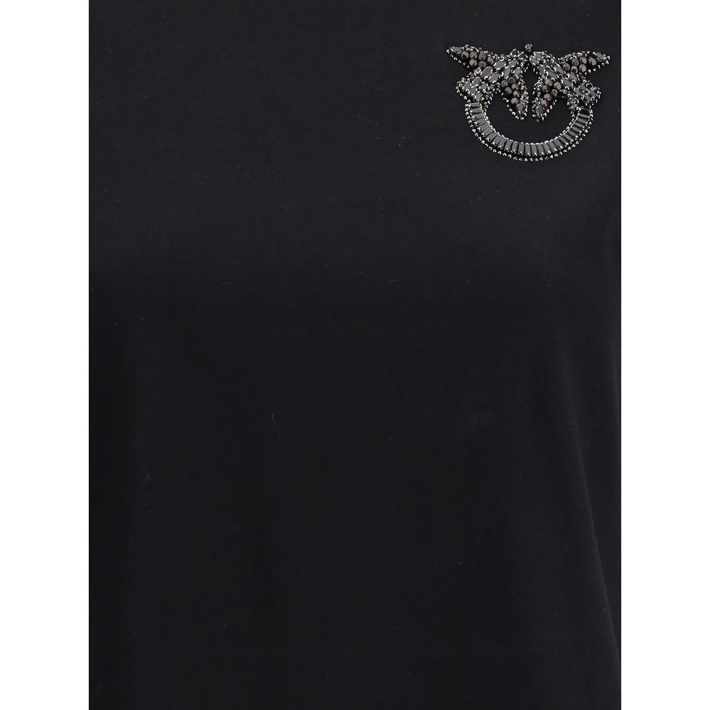 PINKO Black Cotton T-Shirt