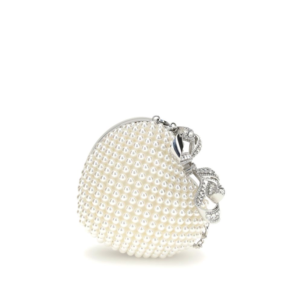 Self-Portrait Pearl Heart Clutch Bag