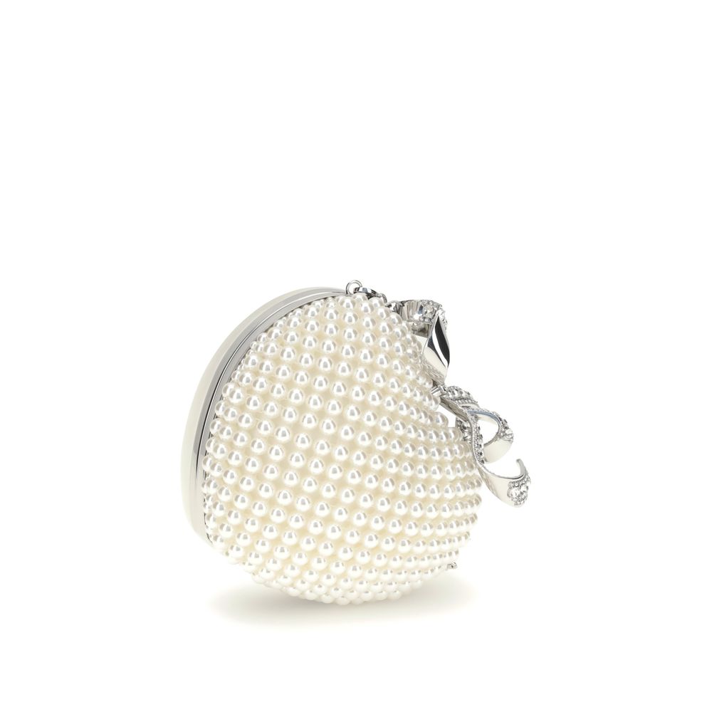 Self-Portrait Pearl Heart Clutch Bag