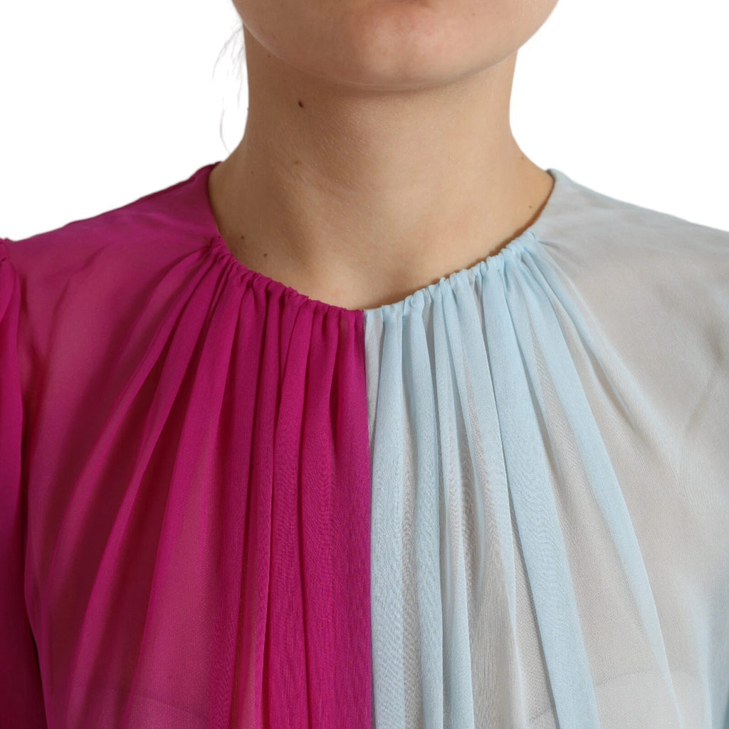 Dolce & Gabbana Light Blue Silk Two Tone Midi Dress