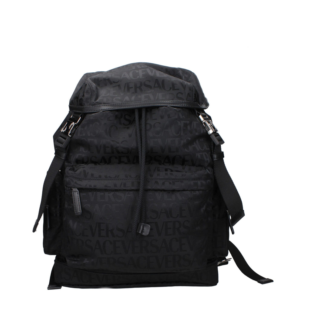 Versace Black Fabric Backpacks