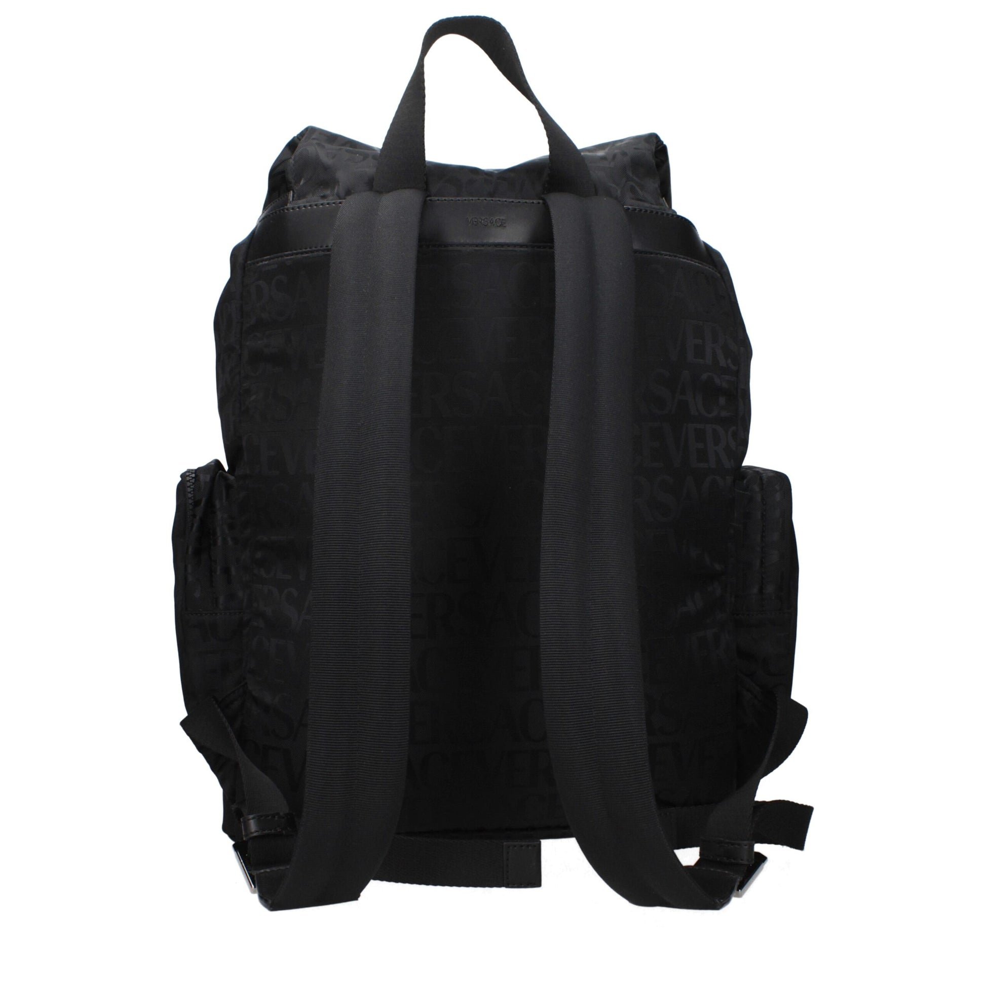 Versace Black Fabric Backpacks